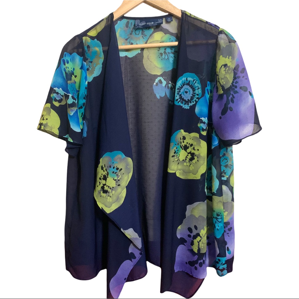 Susan Graver Sheer Floral Coverup Size Xs